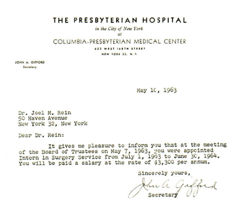 Dr. Joel Rein First Job