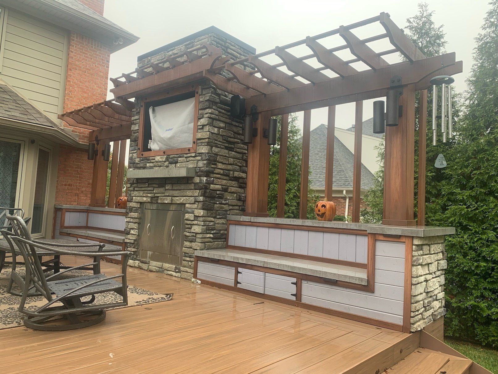 custom deck and fireplace