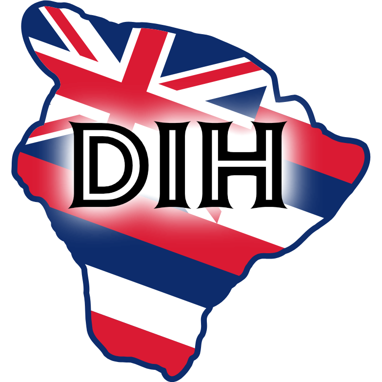 A map of hawaii with the word dih on it
