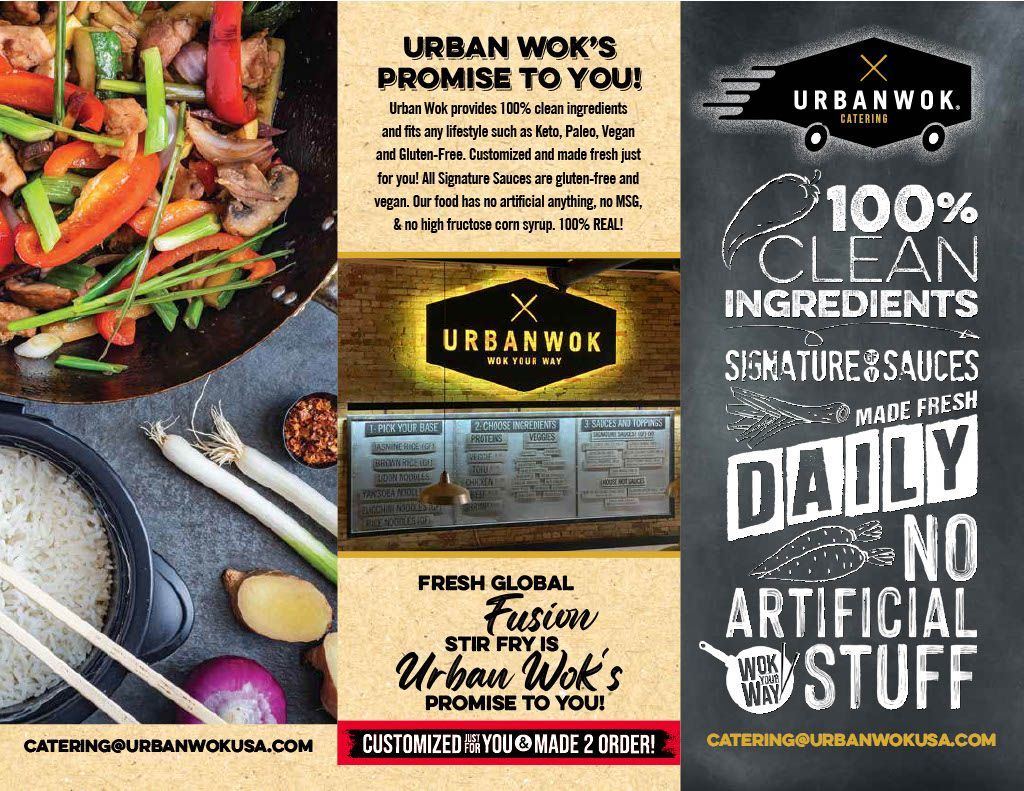 A brochure for urban wok 's promise to you