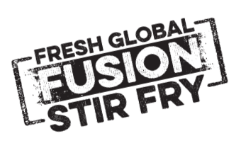 A black and white logo for fresh global fusion stir fry