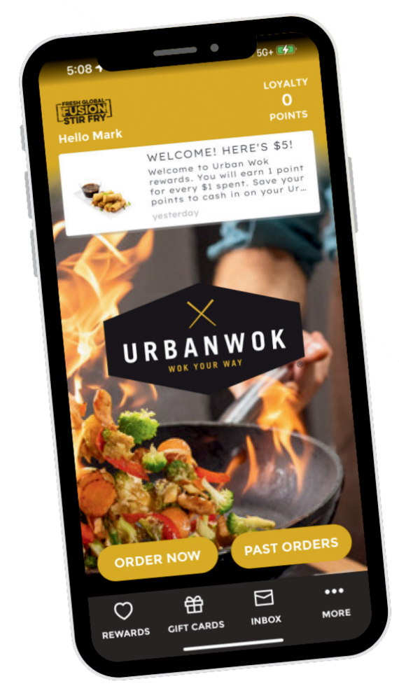 A cell phone with the urbanwok app on it.