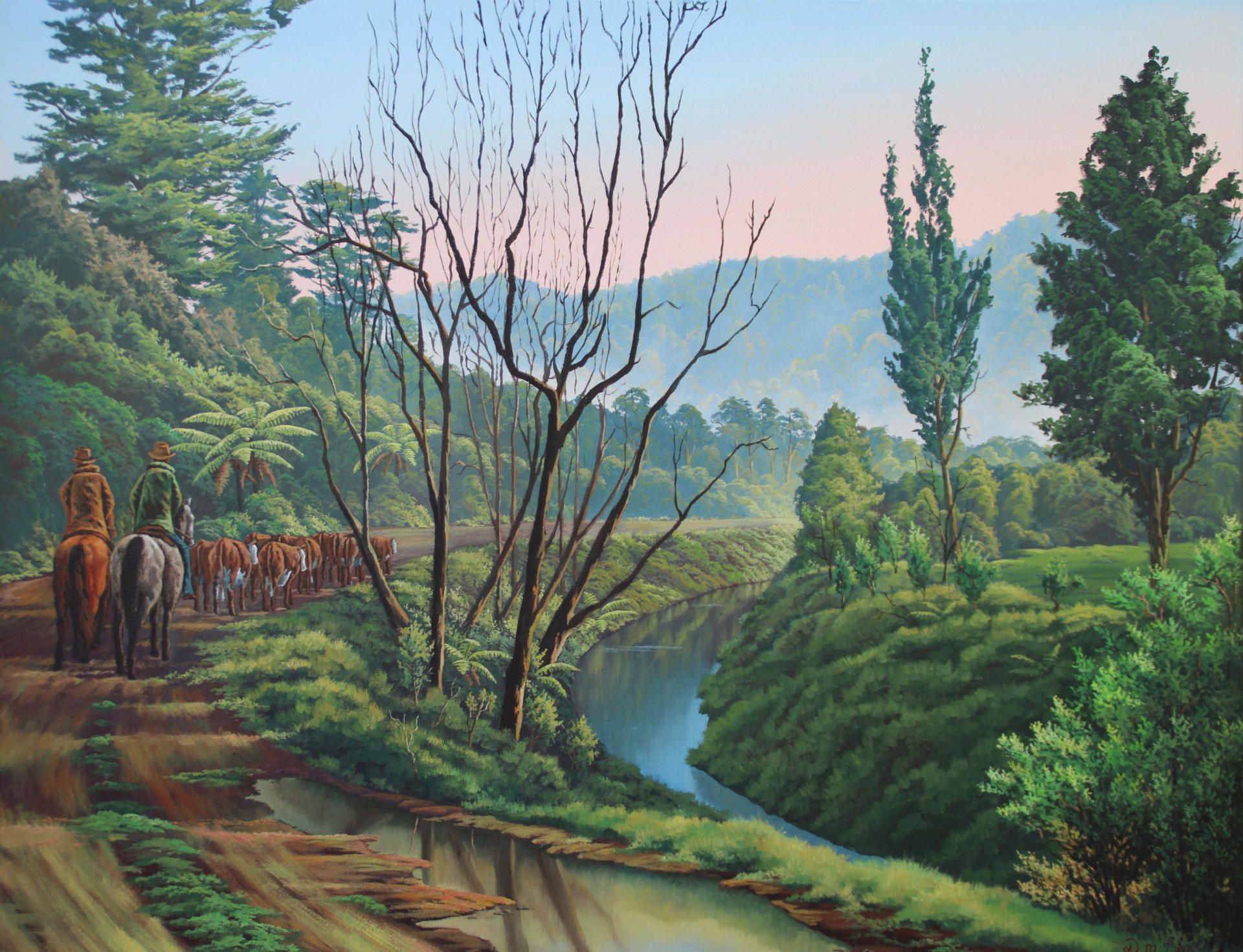 Mustering Puhoi Oil Painting