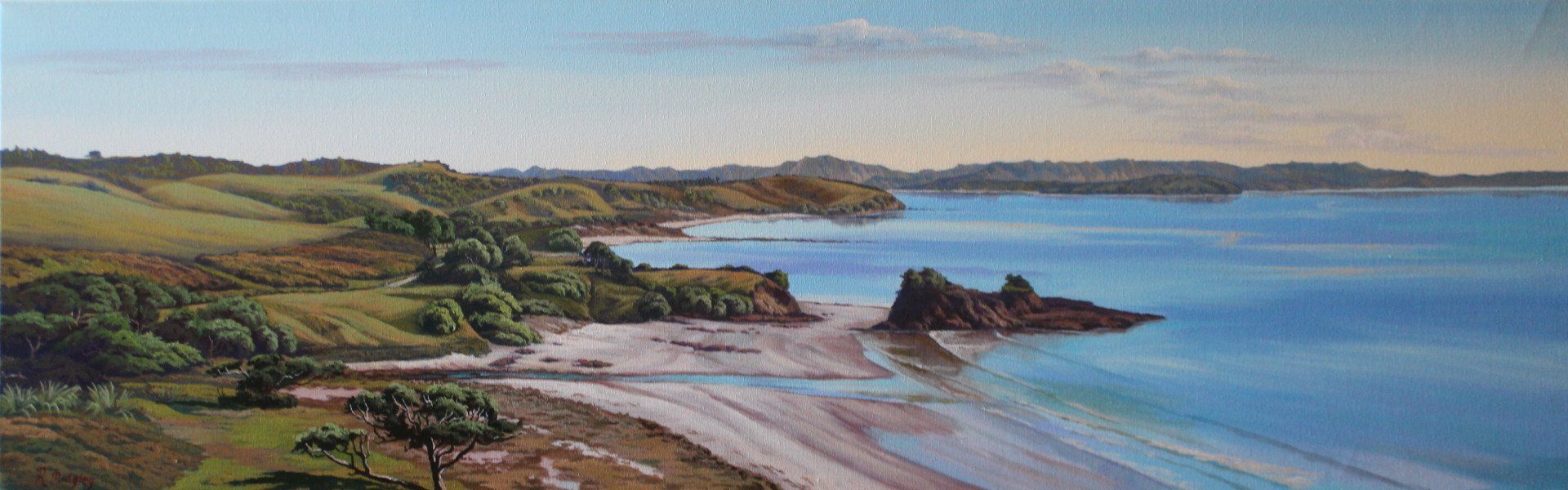 Tawharanui Peninsula Beach Oil Painting