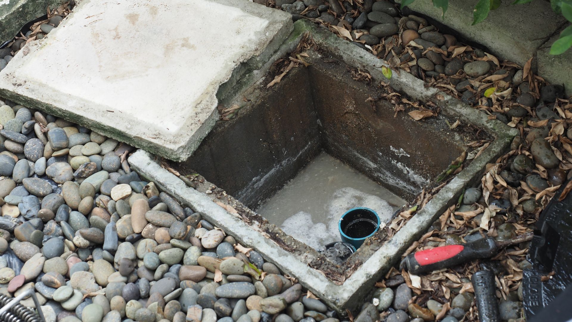 A hole in a concrete ground
