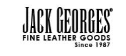 The logo for jack georges fine leather goods since 1987.
