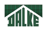 A green and white logo for a company called dalke.