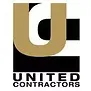 The logo for united contractors is black and gold.