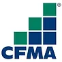 The logo for CFMA is a blue and green graphic with squares.
