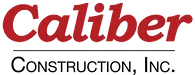 The caliber construction inc. logo is red and black on a white background.