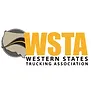 The logo for the western states trucking association is yellow and black.