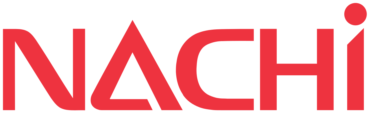 a red nachi logo on a white background