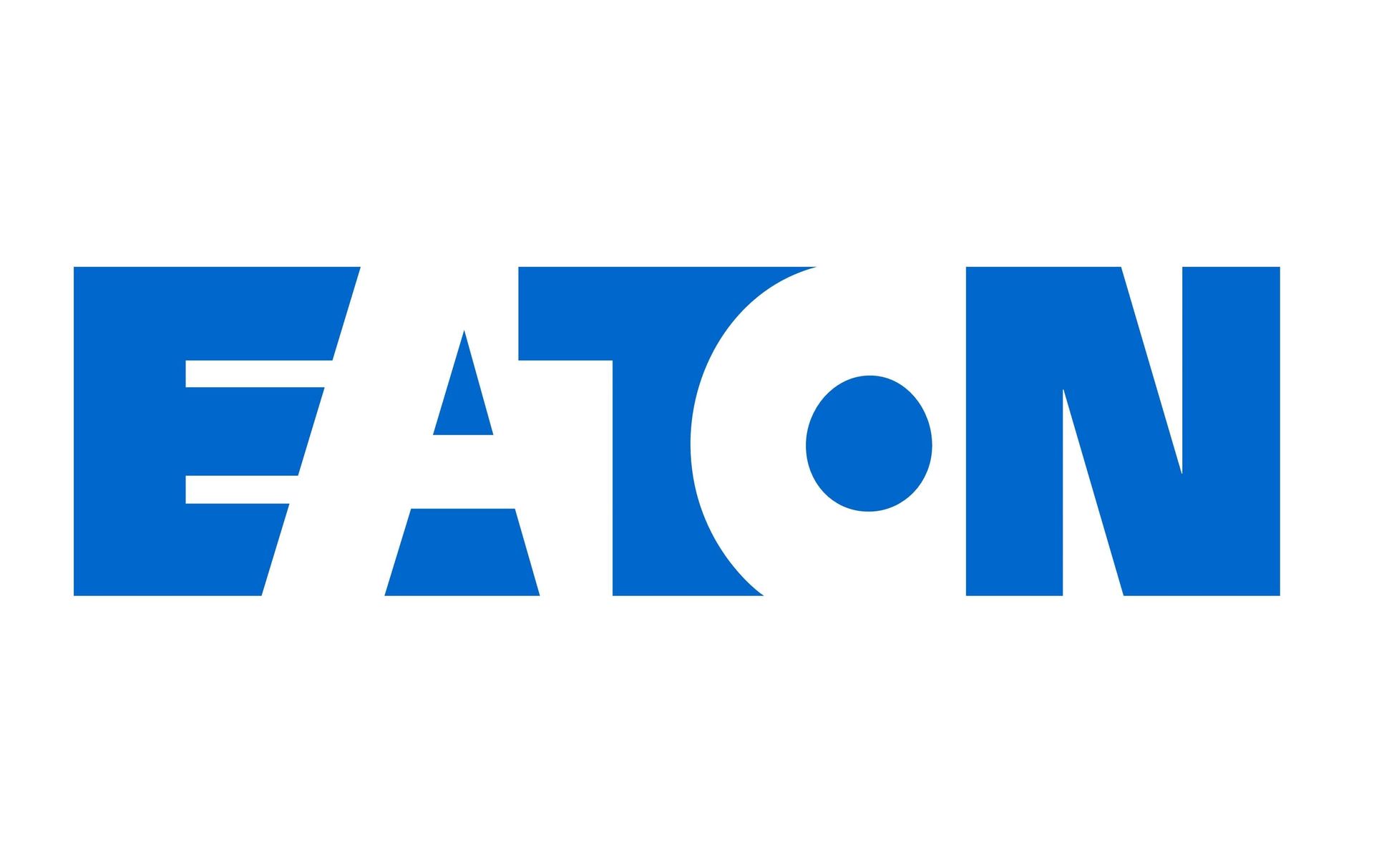 a blue eaton logo on a white background