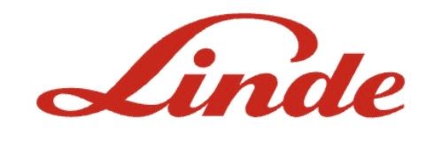 a red linde logo on a white background