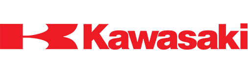 a red kawasaki logo on a white background