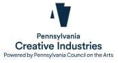 The pennsylvania council on the arts logo is blue and white