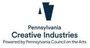 The pennsylvania council on the arts logo is blue and white
