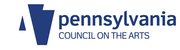 The pennsylvania council on the arts logo is blue and white