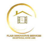A gold logo with a house outline and a window containing a heart and stethoscope, above the text