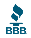 BBB logo: Blue flame over