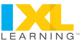 A yellow and blue logo for ixl learning