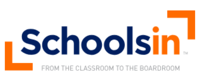 A logo for schoolsin from the classroom to the boardroom