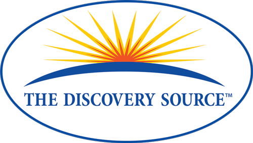 A blue and yellow logo for the discovery source