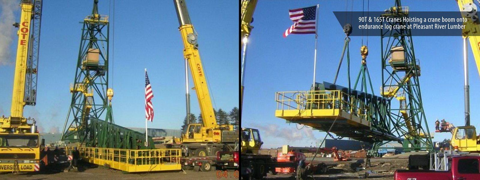 90T & 165T Cranes Hoisting a Crane Boom
