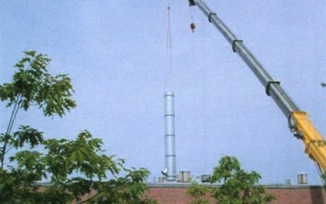 Exhaust Stack Being Set In Portland, ME