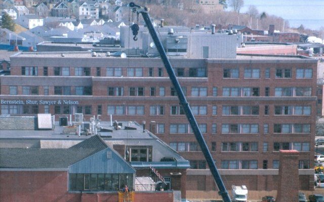 85T Crane with Basket Servicing Window Frames in Portland, ME