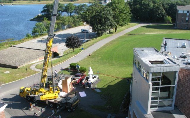 Our Team Performing Crane Service at UNE College