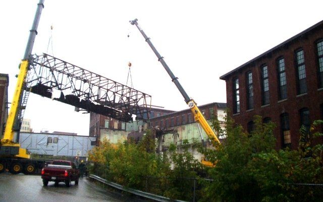 120-Ton Capacity Cranes Removing a Trestle at Bates Mill