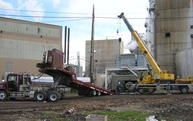 Crane Service Technicians Performing Chiller Change Out in Lincoln, ME