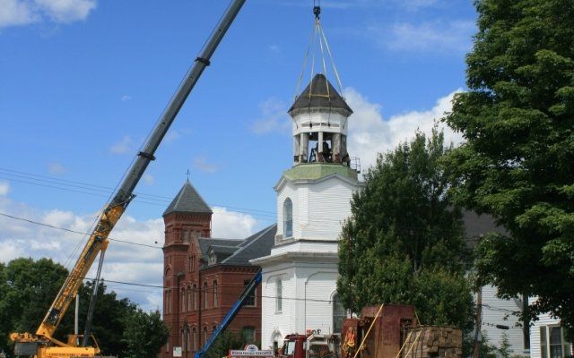 90T Crane Removing Belfry in Westbrook, ME