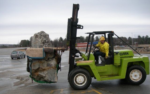 Crane Service Professionals Moving a Rock at TD Bank