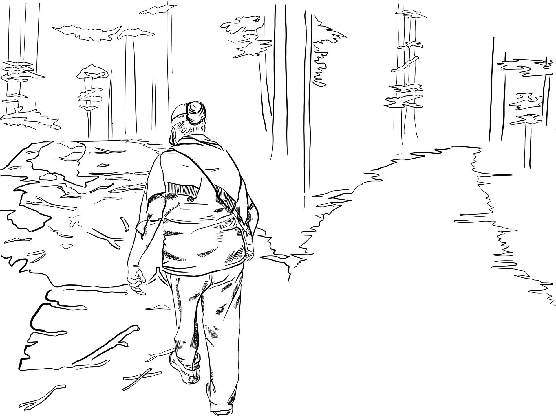 Caregiving, eldercare, aging parents, adult kids illustration from Postcards from Within.