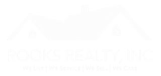 Faint white logo for Brooks Realty, Inc. with a house outline and small tagline text on a light background