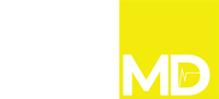 A yellow and white logo with the word md on it.