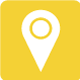 White location pin on a yellow background, indicating a place.