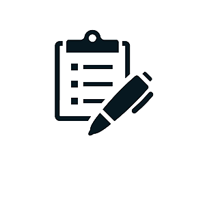 A clipboard with a pen attached to it.