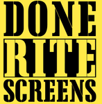 a yellow sign that says done rite screens