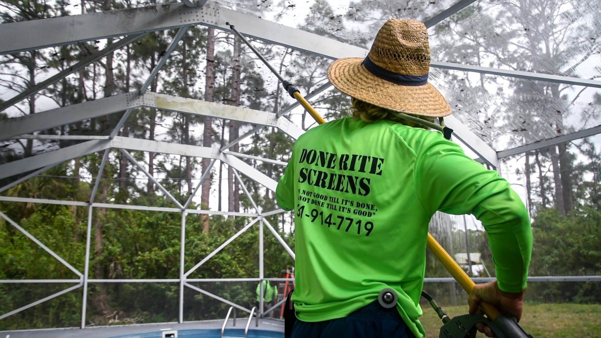 Pressure Washing Pool Screen Enclosure