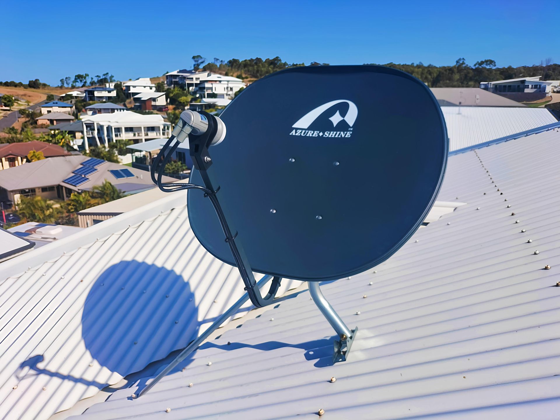 Technicians Are Installing Satellite Dish on Roof — Coastline Installations In Emu Park, QLD