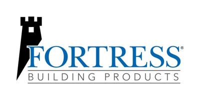 The fortress building products logo has a castle on it.