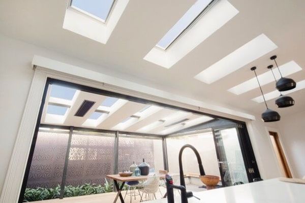 Kitchen Interior With Skylights and Sliding Glass Doors — R&M Sheetmetal Nowra Metal Roofing in South Nowra, NSW