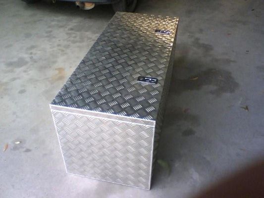 Diamond-plate Metal Storage Box, Sitting on a Concrete Surface — R&M Sheetmetal Nowra Metal Roofing in South Nowra, NSW