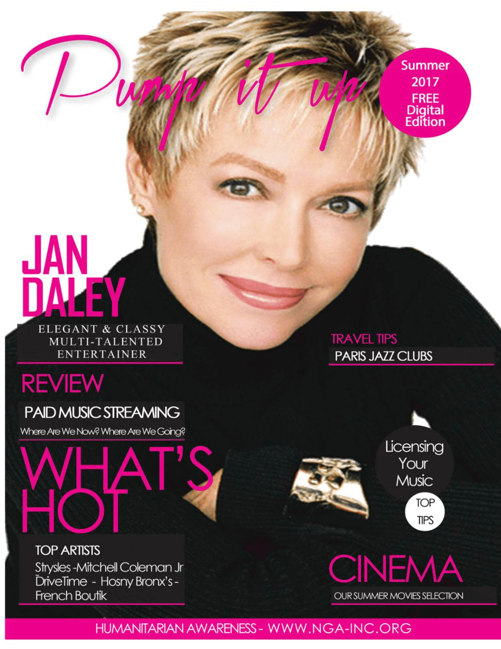 A magazine cover with a woman named jan daley on it