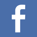 The facebook logo is white on a blue background.
