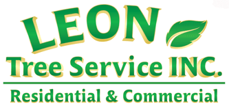 logo for leon tree service inc. residential and commercial