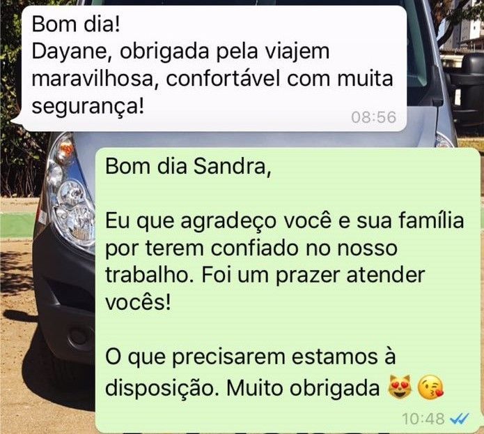 Duas mensagens no WhatsApp. Primeira: